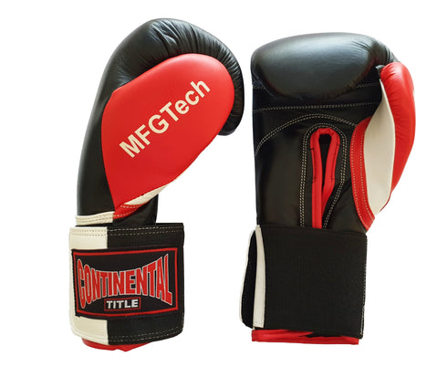 Title Continental Leather Sparring Gloves: MFG Tech - Black, Red and White